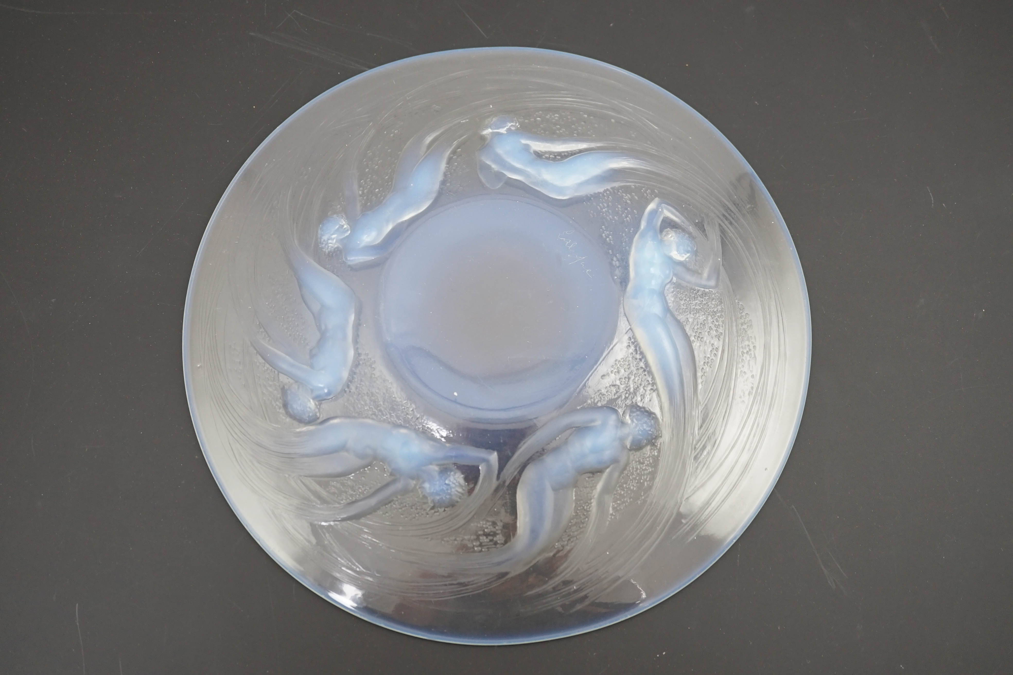 An R. Lalique Ondines opalescent glass dish